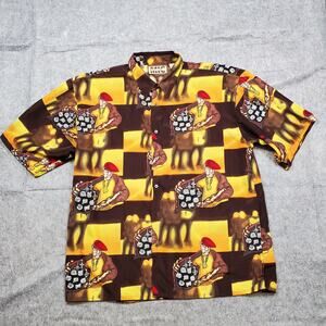 Vintage Mega Industrial Clothing Shirt Mens 2XL XXL Streetwear 90s Y2K All Over